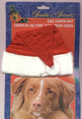 Santa hat with a Toller on the package!